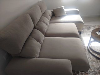 Sofá modular tela beige y gris