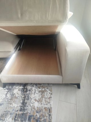 Sofá modular tela beige y gris