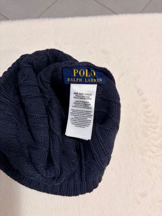 Berretto Ralph Lauren blu con cavo rosso