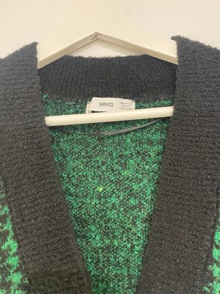 Chaleco tweed Mango verde y negro