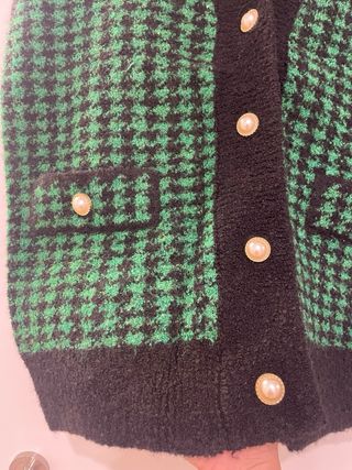 Chaleco tweed Mango verde y negro