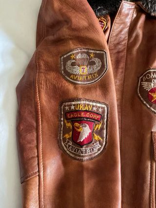 Chaqueta de aviador de piel de cordero