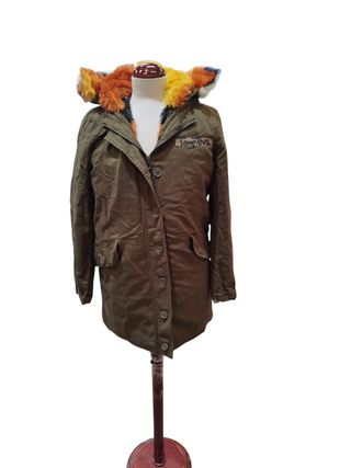 Abrigo Desigual verde con capucha y pelo