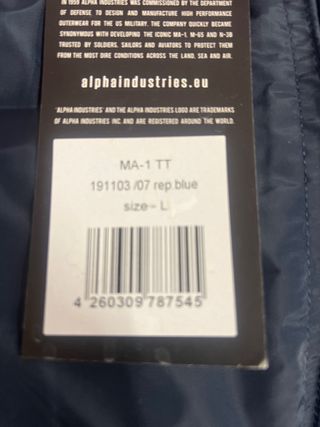 Chaqueta Alpha Industries Azul