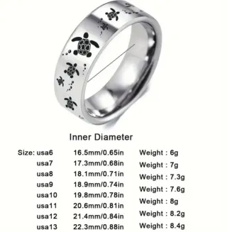 Anillo Tortugas de Mar Plata y Negro