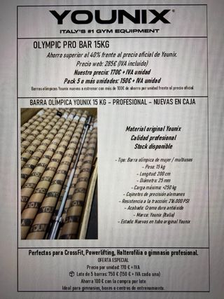 Barra de halterofilia younix 15kg