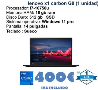 Lenovo X1 Carbon G8 - 16GB RAM, 512GB SSD