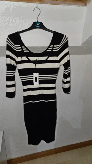 Vestido de rayas blanco y negro talla única