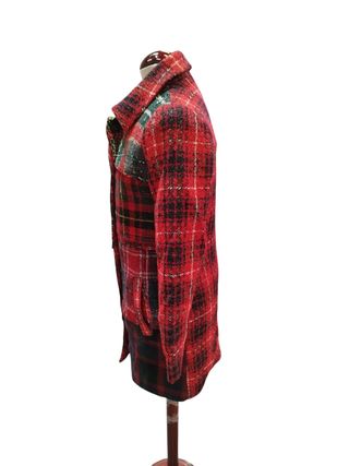 Abrigo Desigual cuadros rojo y verde