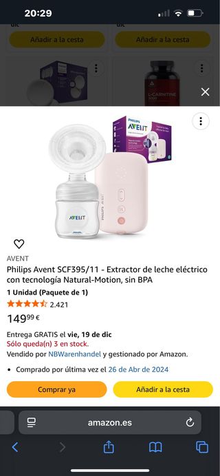 Extractor leche eléctrico Philips Avent
