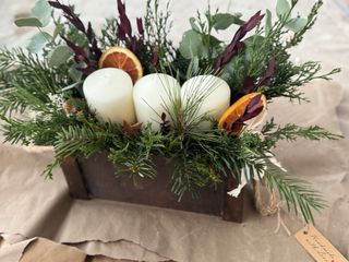 Centrotavola di Natale con candele