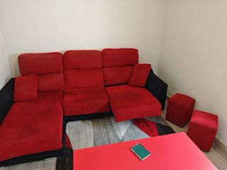 Sofá 3 plazas rojo y negro