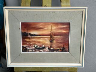 Quadro Olio 30x40 Mare con Barche