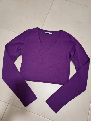 Top morado manga larga