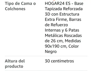 Colchón y cama tapizada