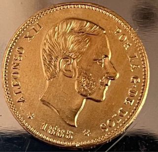 Moneda Oro puro Alfonso XII 1885