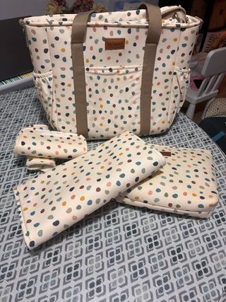 Bolso Carro Bebé y Neceser Estampado Puntos