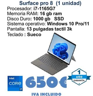 Surface Pro 8 i7 16GB RAM 1TB SSD