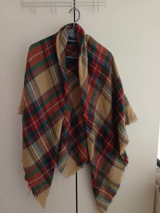 Pañuelo cuadros tartán marrón y multicolor