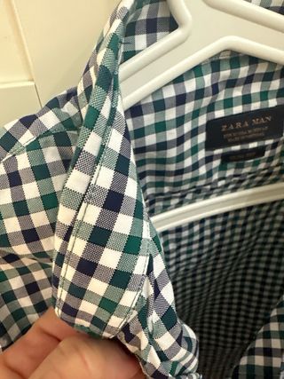 Camisa Zara Cuadros Azul y Verde Talla M