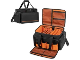 Bolsa de viaje negra con compartimentos