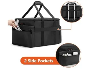 Bolsa de viaje negra con compartimentos