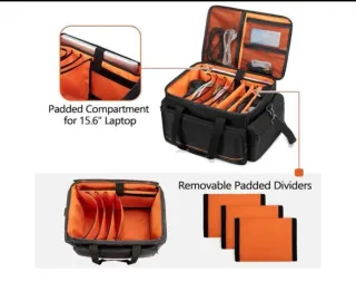 Bolsa de viaje negra con compartimentos