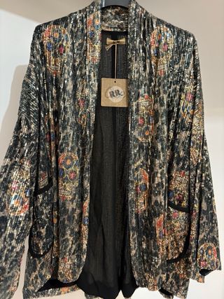 Chaqueta lentejuelas negra multicolor