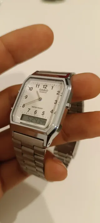 Reloj Casio Analógico-Digital Plata Blanco