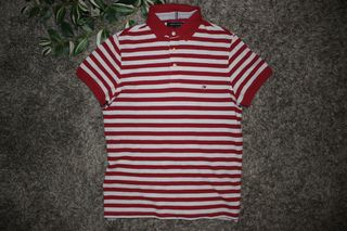 Polo Tommy Hilfiger a righe rosse e bianche