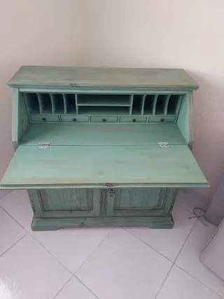 Mueble secreto escritorio vintage verde