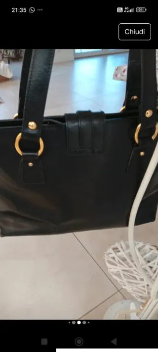 Borsa in vera pelle nera NUOVA