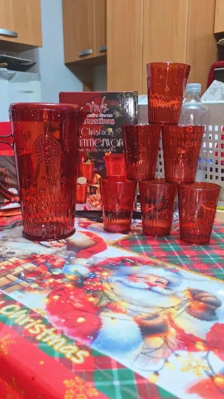 Set Brocca e Bicchieri Rossi Natale