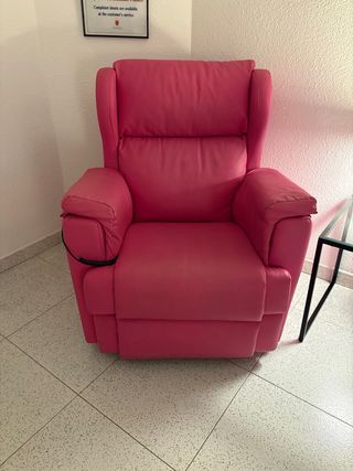 Sillón reclinable eléctrico polipiel rosa