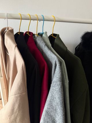 Abrigo paño largo mujer gris