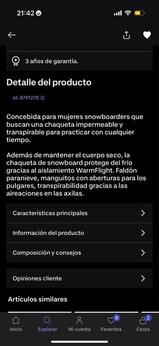 Chaqueta Esquí Snowboard Roxy Bahamas Mujer XL