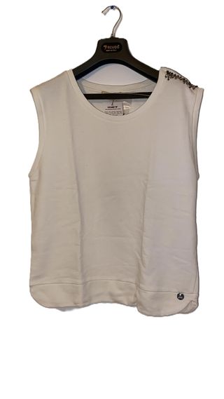 Maglia smanicata TG XL bianca scollo rotondo met