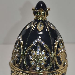 Joyero Huevo Estilo Faberge Negro Dorado