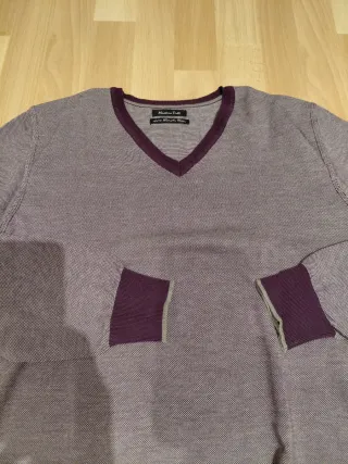 Jersey Massimo Dutti cuello pico lila Talla M