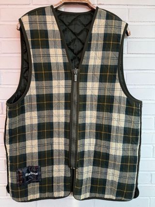 Giubbotto reversibile verde e tartan Barbour taglia L