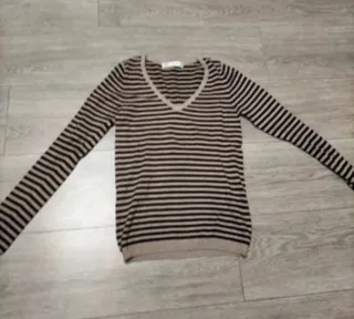 Jersey de rayas cuello pico punto fino