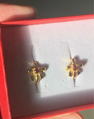 Pendientes Plata Granates Dorados