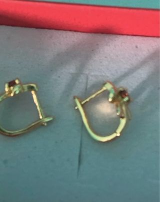 Pendientes Plata Granates Dorados