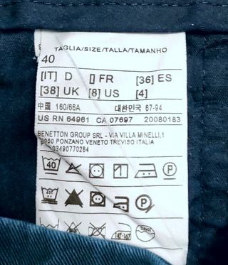 Pantaloni Benetton in cotone elastico taglia S