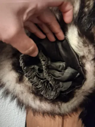 Abrigo de pelo marrón y multicolor talla XXL