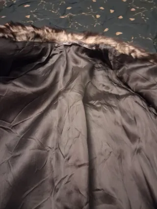 Abrigo de pelo marrón y multicolor talla XXL