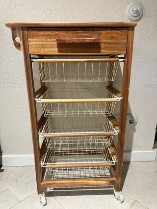 Carrito cocina de Madera y Metal con Ruedas