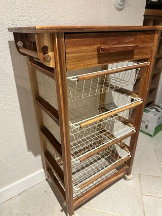 Carrito cocina de Madera y Metal con Ruedas