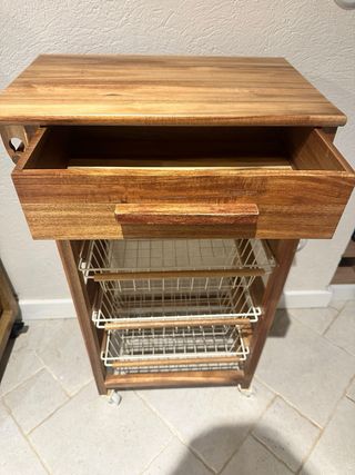 Carrito cocina de Madera y Metal con Ruedas