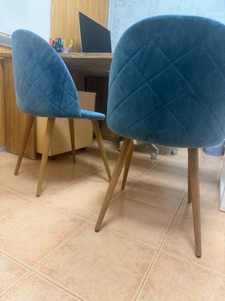 2 Sillas Terciopelo Azul